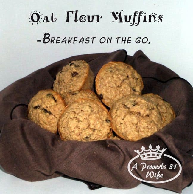 Oat flour muffins with raisins make a great breakfast on the go. Not to mention, it tastes just like oatmeal in a muffin! #easybreakfast #glutenfree http://hellosensible.com/oat-flour-muffins/