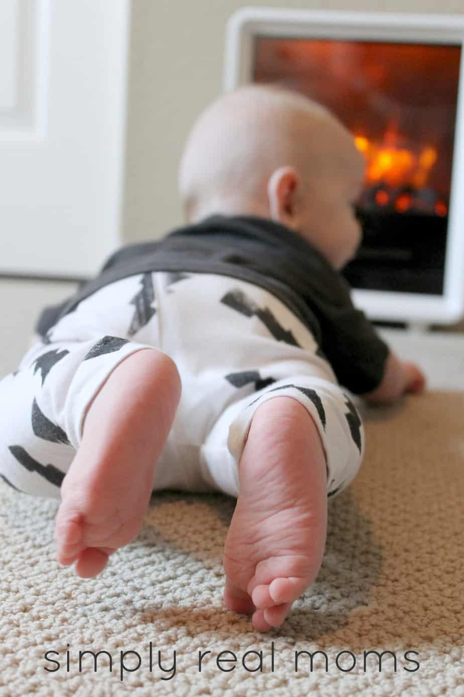 Baby loves his Fireplace