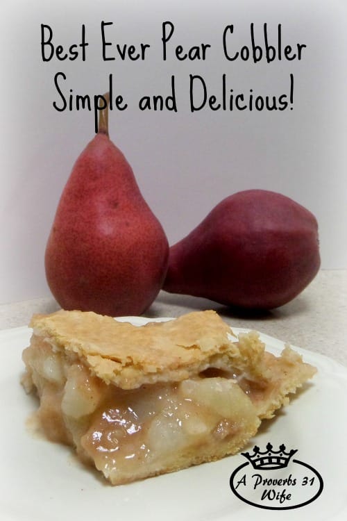 Simple and delicious recipe for pear cobbler. Can be made dairy free!