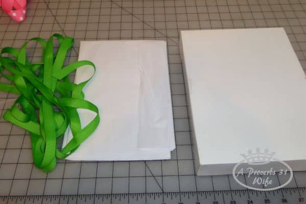 Start with gift, tissue paper and ribbons.