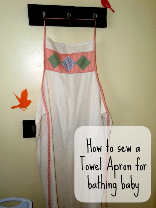 Make drying off a slippery wet baby easy with my pattern for Baby Towel Apron! Easy to sew.
