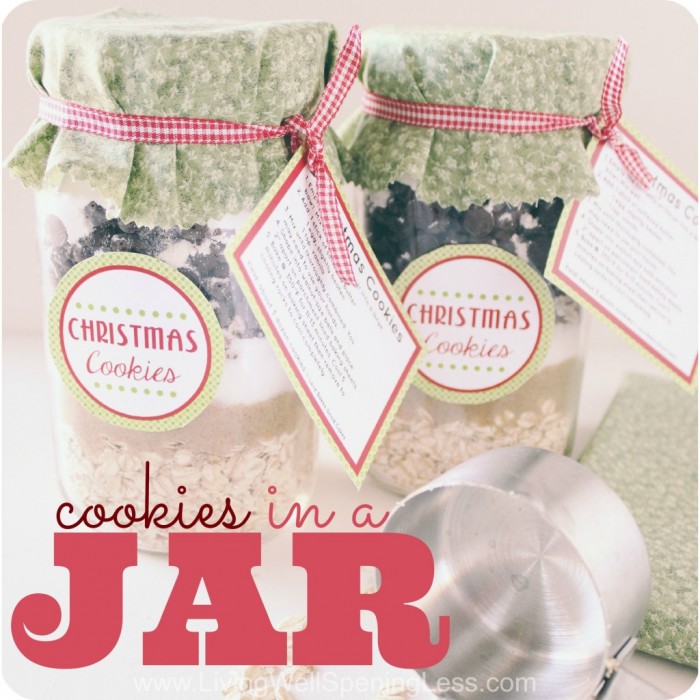 Basic cookie mix in a jar to give as gifts.
