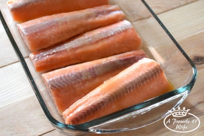 Marinate salmon in maple butter glaze.
