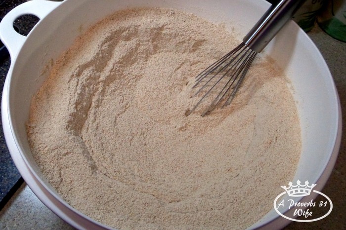 Pour all ingredients into a large bowl and stir until everything is completely mixed together.