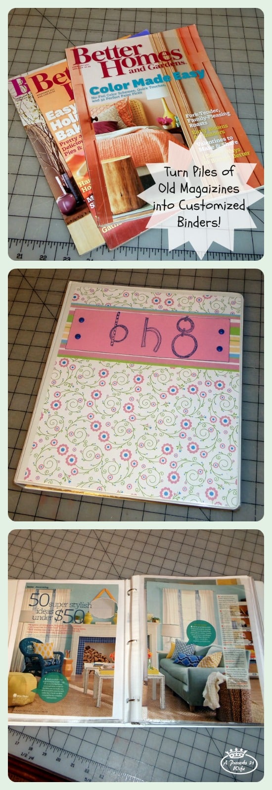 This is a great idea of what to do with old magazines!  Keep what you want, toss what you don't!