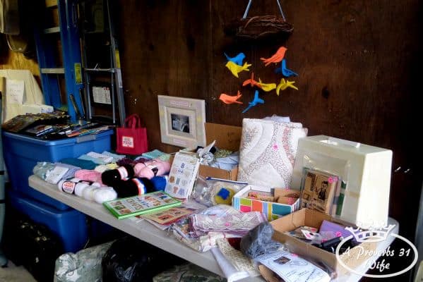 Garage sale ideas. Clearly organize items.