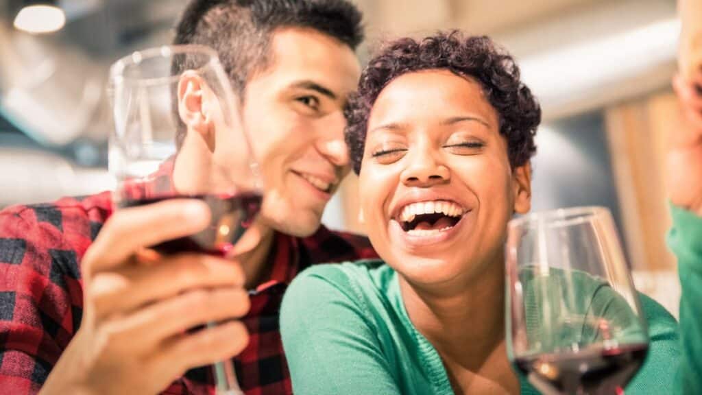 couple man and woman drinking wine