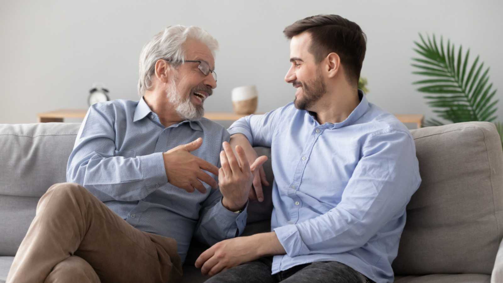 Father and son talking
