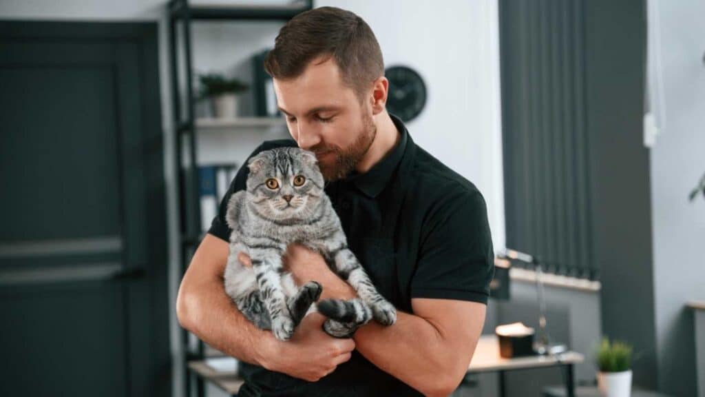 Man with cat