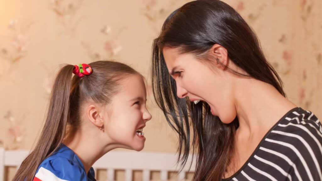 Mother and daughter shouting