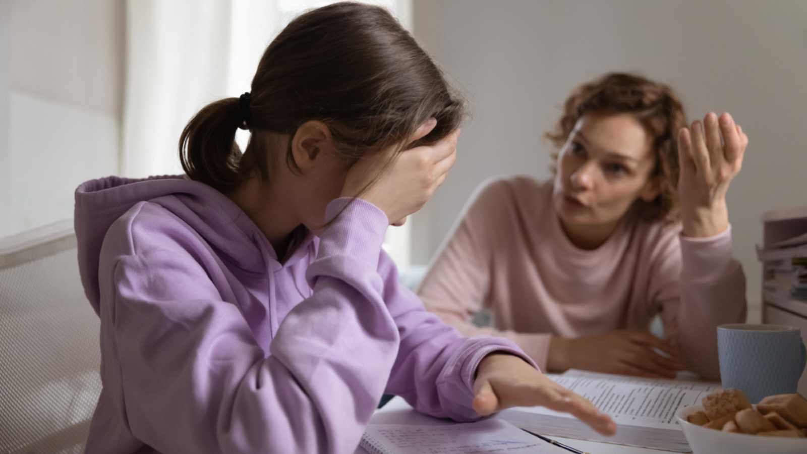 Stressed woman near her mother