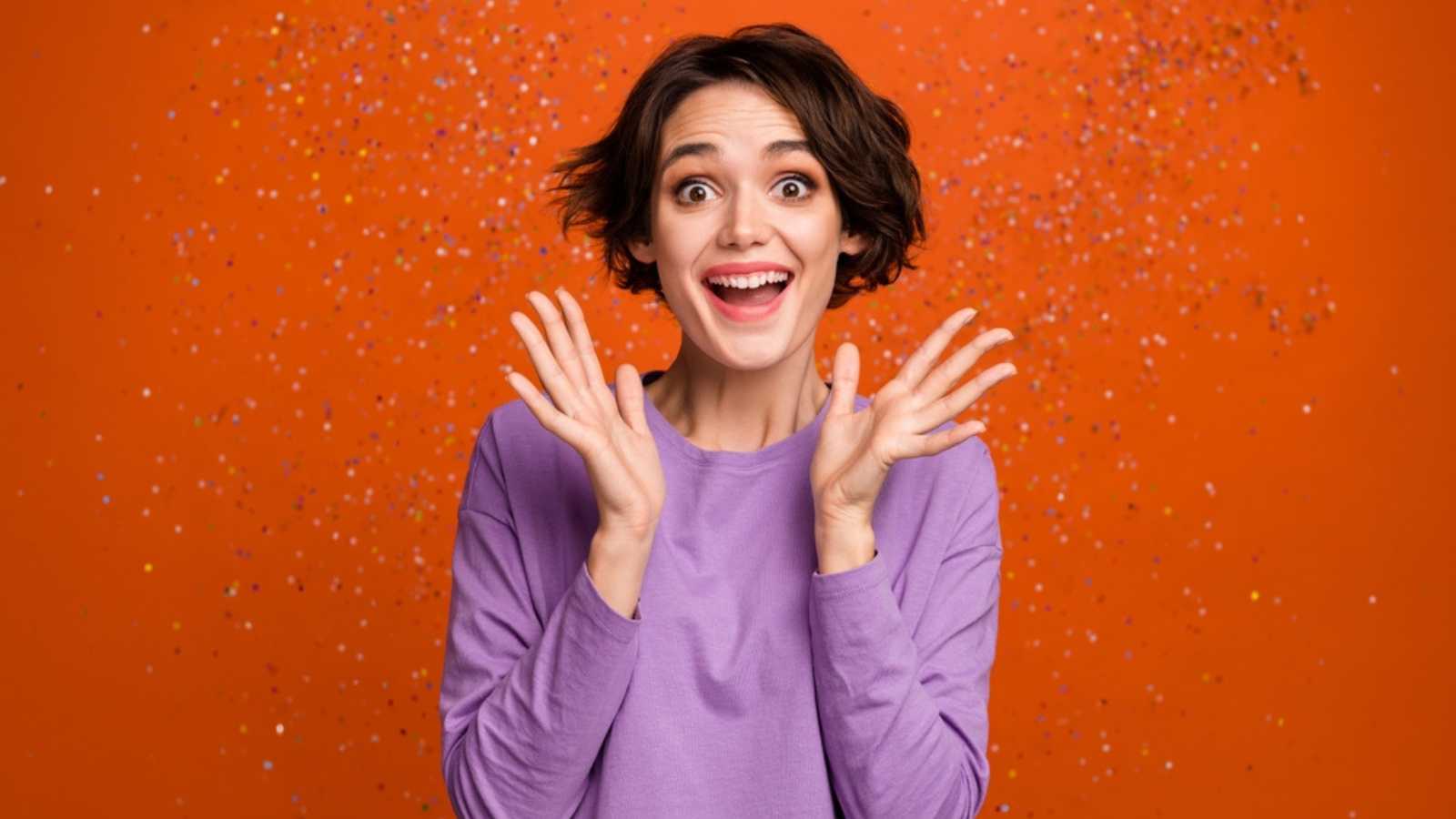 Excited happy woman